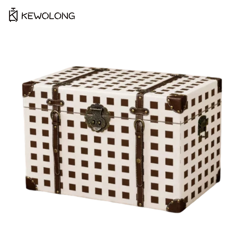 Retro Vintage Trunk Suitcase - Drewniane pudełko do przechowywania w stylu