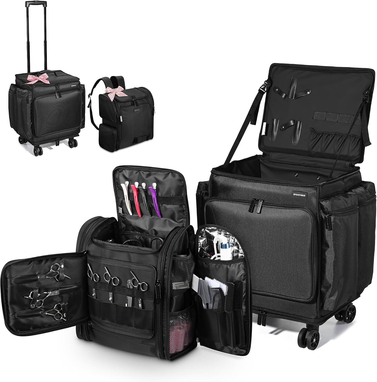 Backpacks - Miękki, rozkładany kuferek na kółkach do