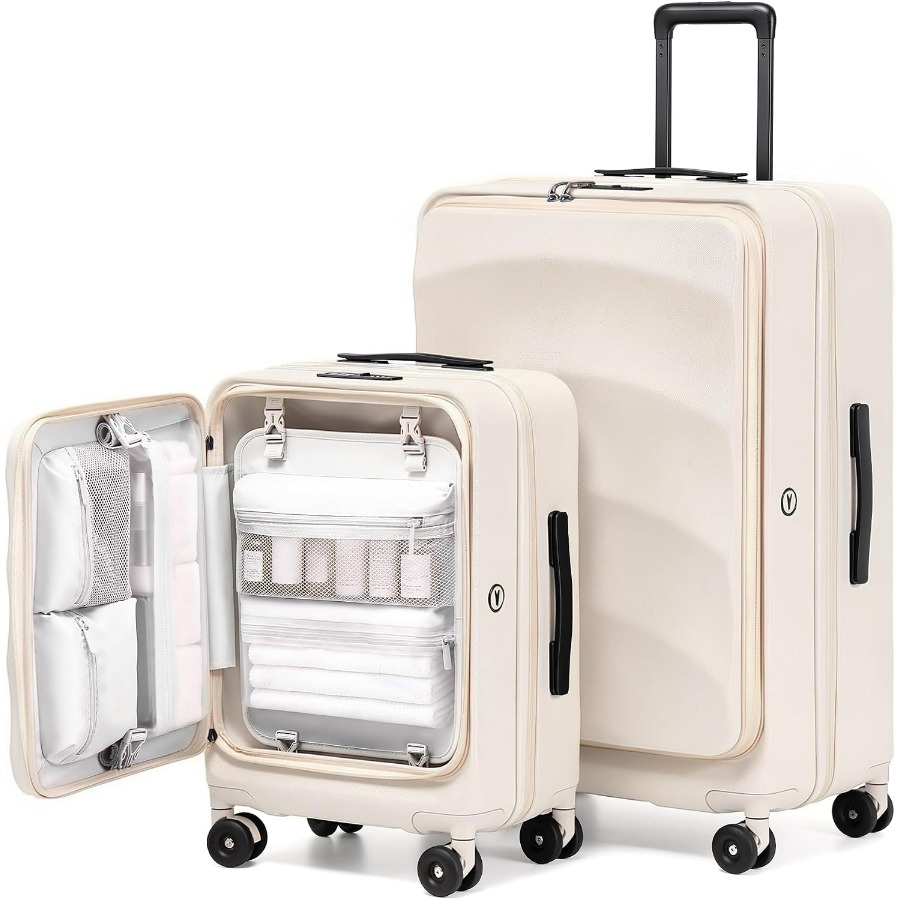 Expandable Hard Shell Luggage Set - Zestaw 2 sztuk bagażu z górnym