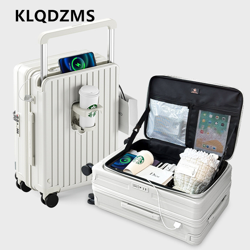 Front Opening Laptop Luggage 24 Inch - Walizka z funkcją ładowania KLQDZMS, otwierana