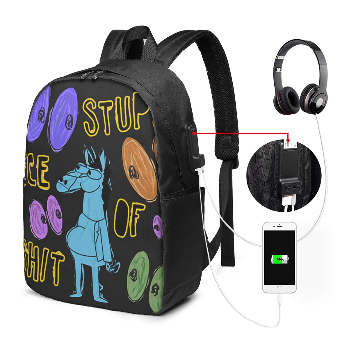 Travel Bags - Plecak z motywem kreskówki Bojack Horseman,
