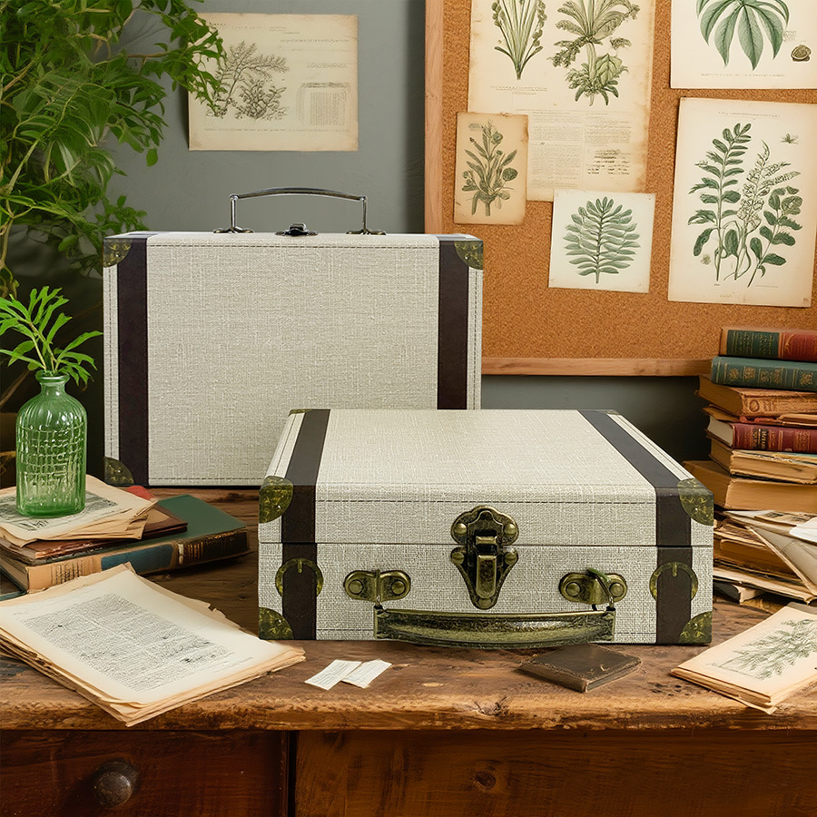 2 szt. Skrzynki do przechowywa – Retro Vintage Trunk Suitcase recenzja i cena